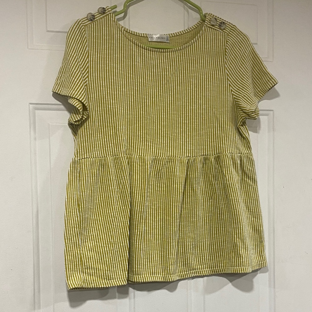Striped Green Yellow Short Sleeve Top
